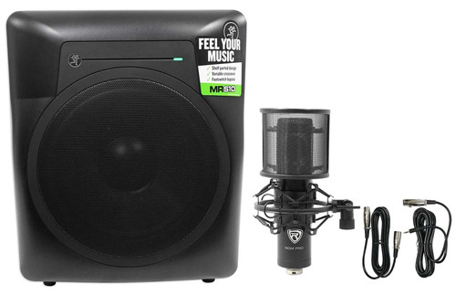 Mackie MRS10 10” 120w Powered Studio Subwoofer Sub+Condenser Mic+Mount+Filter