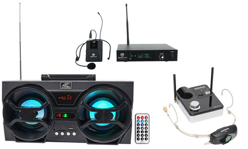 Samson AIRLINE 99M Rechargeable Headset+Free Wireless System+Boombox D-Band