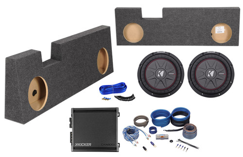 Kicker Subwoofers+800w Amp+Box For 2004-16 Ford F250/350/450 Super Duty Crew Cab
