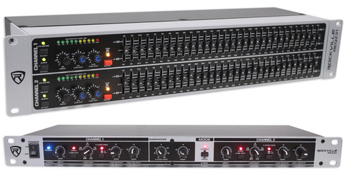 Rockville REQ231 Dual 31 Band 1/3 Octave Graphic Equalizer+3 Way Mono Crossover