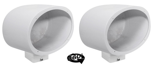 2) Rockville MAC69W 6x9" 360¬∞ Swivel White Aluminum Surface Mount Speaker Pods