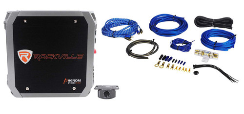 Rockville RXD-M0 1200 Watt Peak/300w Dyno-Certified RMS Mono 1 Ohm Amplifier Car Audio Amp + Amp Kit