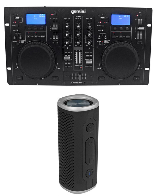 Gemini CDM-4000 2 Ch. DJ Mixer Media Player System+MP3/CD/USB+Bluetooth Speaker