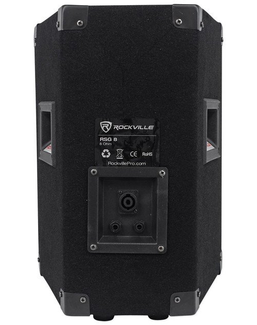 2) Rockville RSG8 8” 300 Watt 2-Way 8-Ohm Passive DJ/Pro PA Speaker