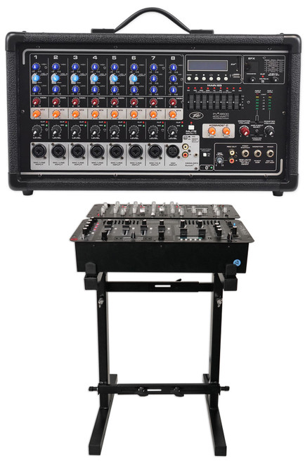Peavey Pvi8500 400 Watt 8-Channel Powered Live Sound Mixer w/ Bluetooth + Stand