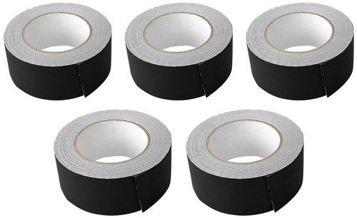 (5) Rolls Rockville Pro Audio/Stage Wire ROCK GAFF Black Gaffers Tape 2"x100 Ft