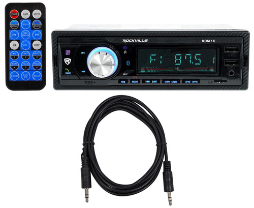 Rockville RDM18 In-Dash Car Digital Media Receiver w/ Bluetooth MP3 USB/SD+Cable