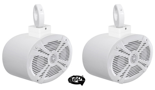 (2) Rockville 6x9" 1000w 360¬∞ Swivel White Aluminum Wakeboard Tower Speakers