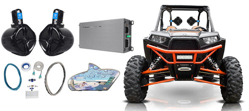 2 Rockville 8" 300w Wakeboard Tower Speakers+4-Ch Amplifier 4 ATV/UTV/RZR/CART