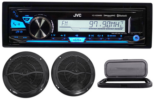 JVC KD-X33MBS Marine Digital Media Receiver+Splash Guard+(2) 6.5" Boat Speakers