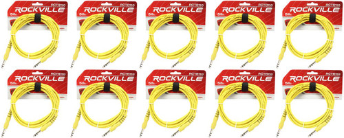 10 Rockville RCTR110Y Yellow 10' 1/4'' TRS to 1/4'' TRS  Cable 100% Copper