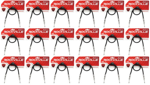 18 Rockville RCGT1.5B 1.5'  1/4" TS to 1/4'' TS Guitar/Instrument Cable