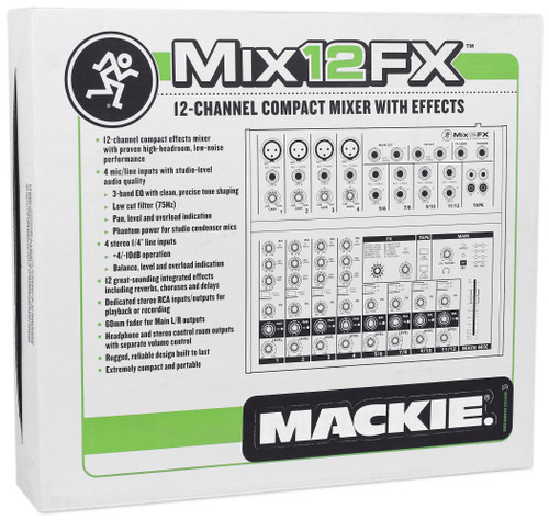 Mackie Mix12FX 12-Channel Mixer w/FX + Rockville DI Box +Cable