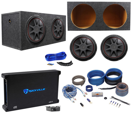 2) Kicker 43CVR152 COMPVR 15" 2000W Subwoofers and Sealed Box+Mono Amplifier+Amp Kit