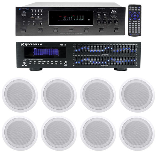 Technical Pro 6000w (6) Zone, Home Theater Bluetooth Receiver+8) 8" Speakers+EQ