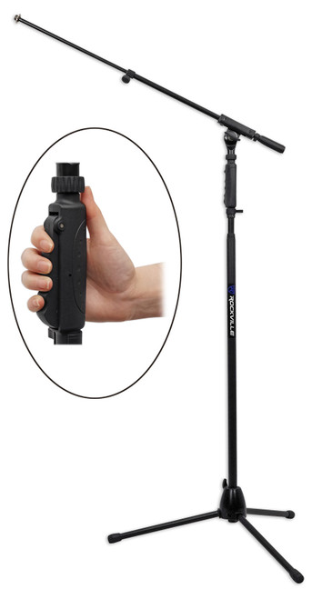 Rockville RVMIC3 Tripod Microphone Stand w/ Quick Release Hand Clutch & Boom