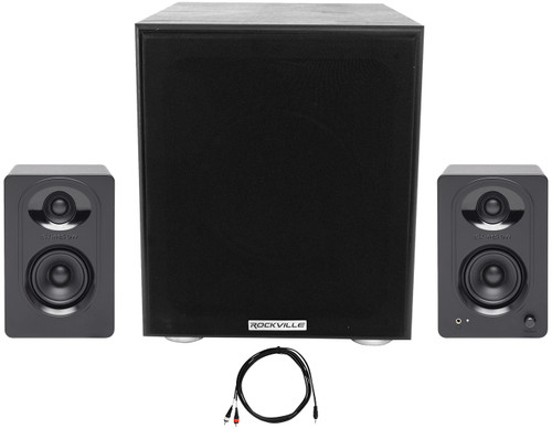 (2) SAMSON M30 3" Powered Studio/Computer/Podcast Monitors Speakers+8" Subwoofer