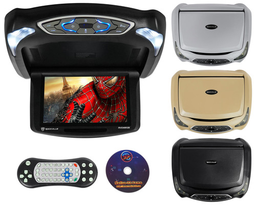 Rockville RVD9BGB Black/Grey/Beige 9" Flip Down Car Monitor w/ DVD/HDMI/Games/USB