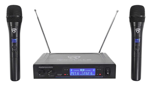 Rockville RWM1203VH VHF Wireless Dual HandHeld Microphone System / Digital Display