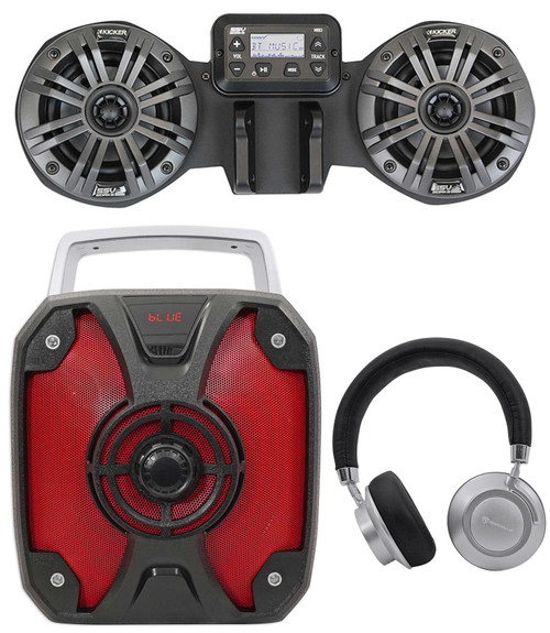 Front Fairing 4" Speakers+Receiver For CAN-AM RYKER+Bluetooth Speaker+Headphones