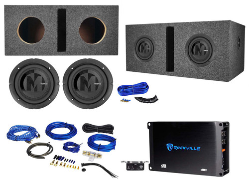 2 Memphis Audio PRX6D2 6.5" 300w Car Subwoofers+Vented Sub Box+Amplifier+Amp Kit