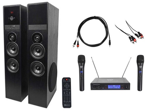Rockville Bluetooth Home Theater/Karaoke Machine System w/(2) Wireless Mics+Subs