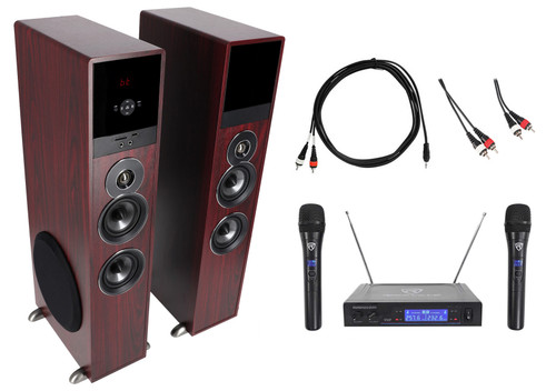Rockville Bluetooth Home Theater/Karaoke Machine System w/(2) Subs+Wireless Mics