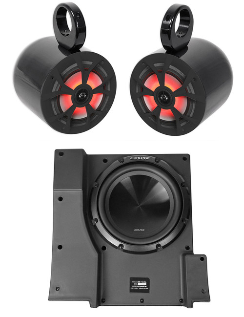 Alpine 10" Subwoofer+LED Tower Speakers For 2011-2018 Jeep Wrangler JK 4-Door