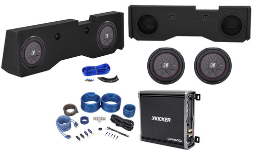 Sub Box+2) Kicker 10" Subwoofers+Amp For 2014-Up GMC/Chevy Sierra/Silverado Crew