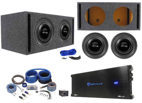 (2) Rockville Destroyer 12D1 12" Competition Car Subwoofers+Box+Mono Amplifier