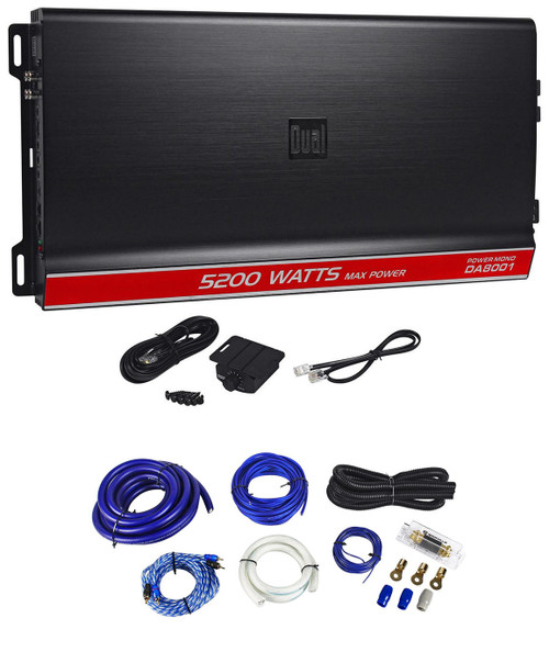 Dual DA8001 5200W Peak/2500W RMS@1-0hm Mono Class D Car Audio Amplifier+Amp Kit
