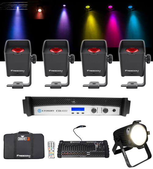Crown CDi4000 2-Channel 1200w Power Amplifier+Chauvet Wash Lights+DMX Controller