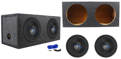 (2) Rockville K5 W12K5S2 12" 1400 Watt Car Subwoofers+Sealed Sub Box Enclosure