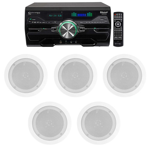 DV4000 4000w Bluetooth Home Theater DVD Receiver+5) 5.25" White Ceiling Speakers