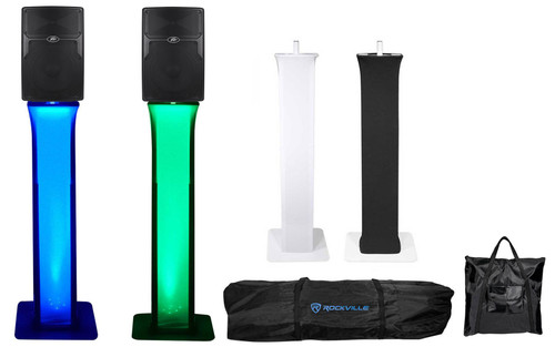 (2) Peavey PVX 15 800 Watt 15" 2-Way DJ Speakers+Totem Style Stands