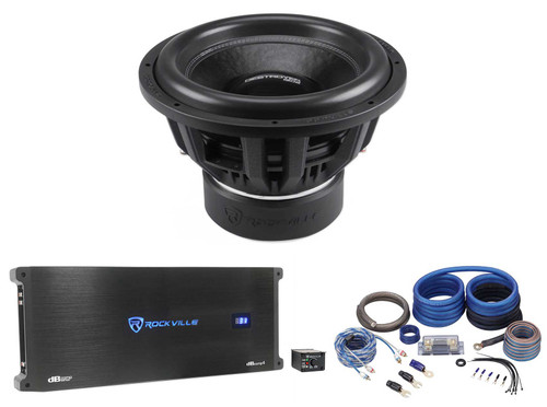 Rockville Destroyer 15D2 15 inch Competition Car Subwoofer+Mono Amplifier and Amp Kit