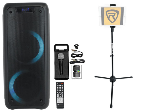 Rockville ROCK PARTY Dual 6.5" Karaoke Machine System w/LED's+Mic+Tablet Stand