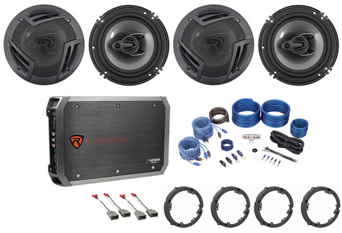 Rockville 6.5" Speaker Replacement kit+4-Ch Amp For 2002-05 Honda Civic Si