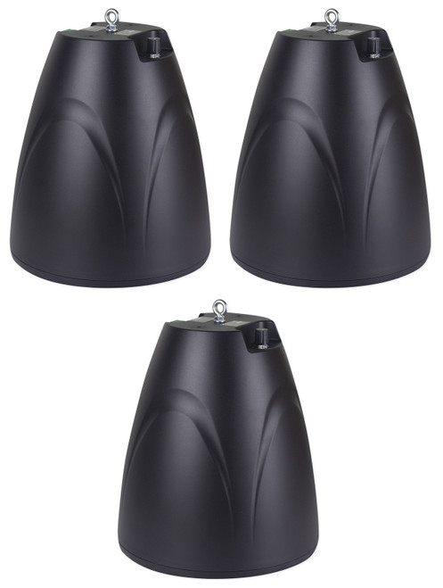 3) Rockville PEN-65T Black 6.5" 70V Hanging Pendant Speakers For Office/Bar/Cafe