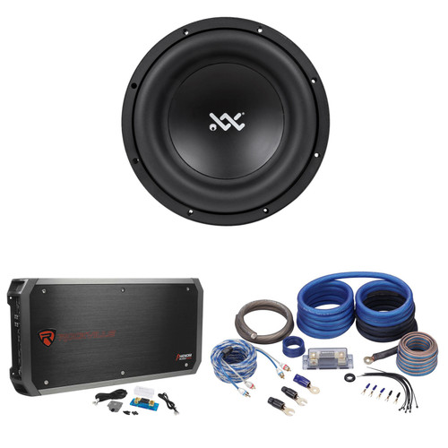 RE Audio XX12D2 V2 12" 1500W Dual 2-Ohm Car Sub Subwoofer+Mono Amplifier+Amp Kit