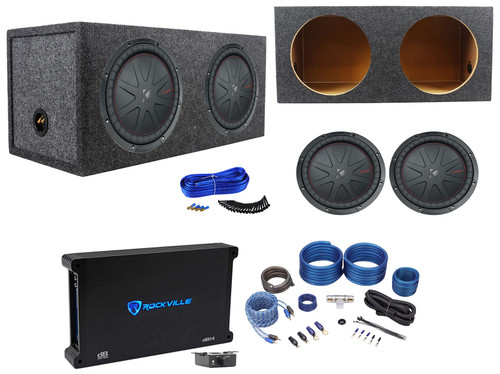 2 Kicker 48CWR122 COMPR12 2000W 12" Subwoofers+Sealed Box+Mono Amplifier+Amp Kit