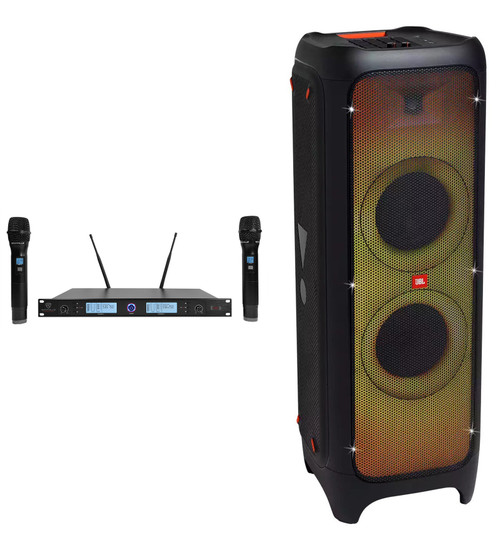 JBL Partybox 1000 Karaoke Machine System w/DJ Pad+Wristband+(2) Wireless Mics