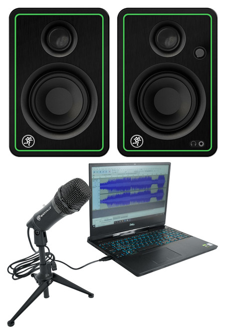 Rockville USB Computer Microphone Mic+Stand+(2) Mackie CR3-XBT Studio Monitors