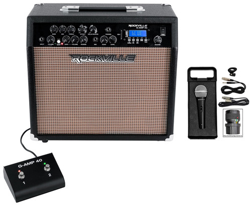 Rockville G-AMP 40 Guitar Amplifier Amp 10" Speaker/Bluetooth/USB/Footswitch+Mic