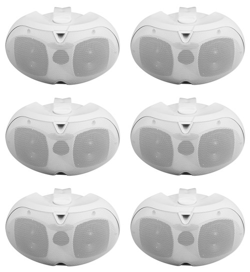 (6) Rockville D4-70 White Dual 4" 70v Commercial/Restaurant Wall Mount Speakers