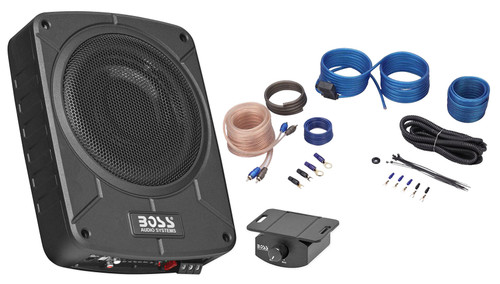 Boss Audio BAB8 8" 800w Slim Under-Seat Powered Car/Truck Subwoofer Sub+Wire Kit