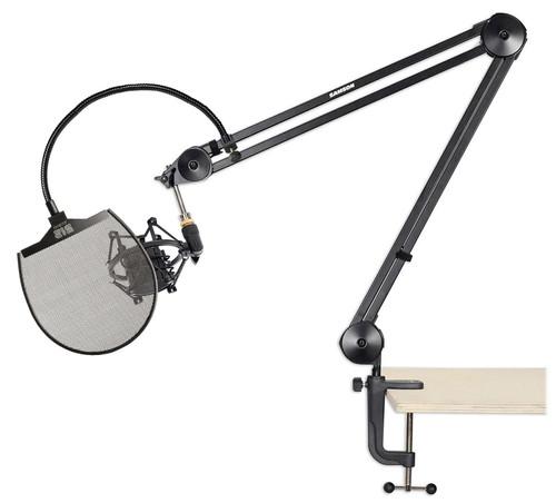 Samson MBA38 38" Microphone Boom Arm Podcast Mic Stand+Pop Filter+ShockMount