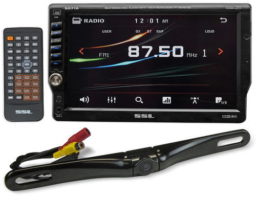 SSL SD710 Single-Din 7" In-Dash DVD Receiver w/ USB/SD/AUX+Remote+Backup Camera
