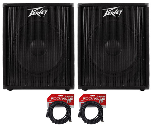 (2) Peavey PV118D 18" 300 Watt Active/Powered PA DJ Subwoofer Sub +FREE Cables