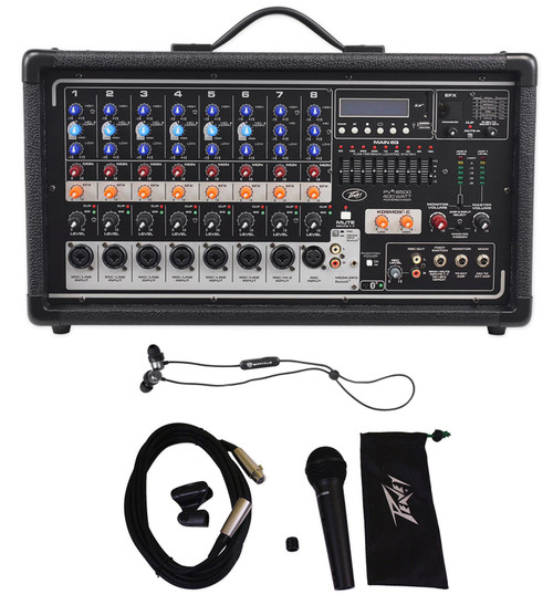 Peavey Pvi8500 400W 8-Ch. Powered Live Sound Mixer+Peavey Mic+Earbuds
